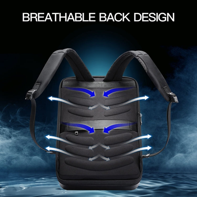 Bopai 61-93318A Mochila impermeable y expandible de carcasa dura con orificio de carga USB, especificaciones:, Regular (Silver), Password (Silver), Regular (Black), Password (Black)