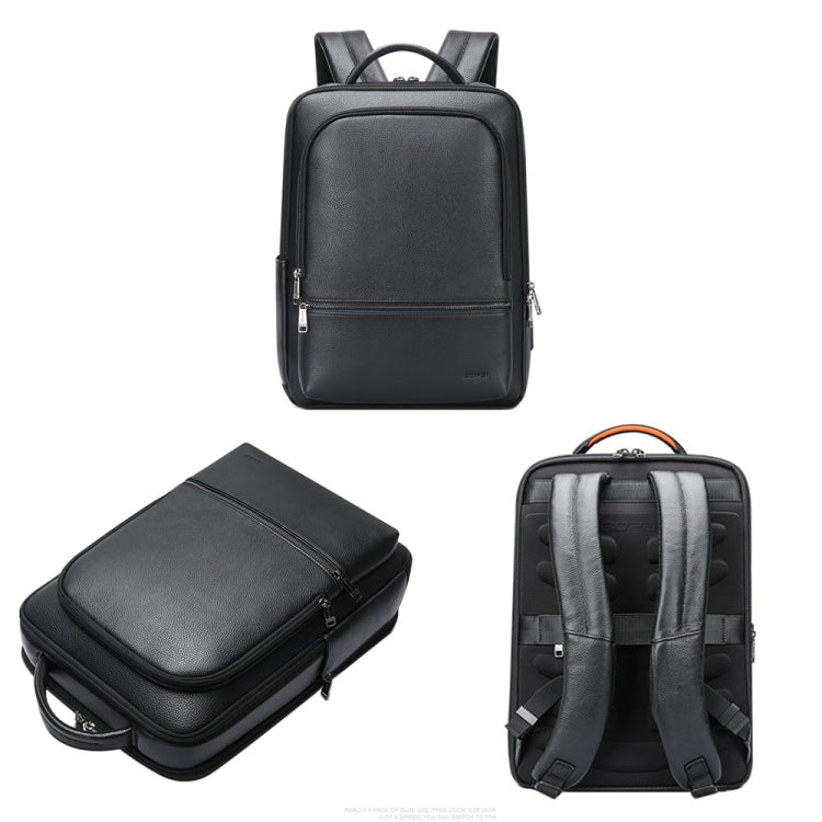 Bopai 61-70111 Mochila antirrobo impermeable con varios compartimentos de piel de vaca con orificio de carga USB, 61-70111