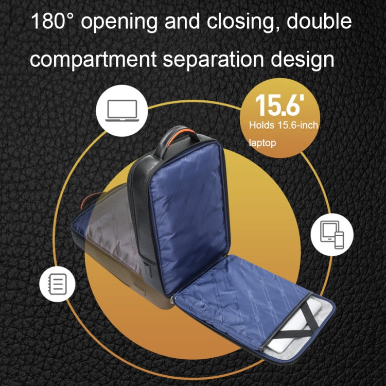 Bopai 61-70111 Mochila antirrobo impermeable con varios compartimentos de piel de vaca con orificio de carga USB, 61-70111