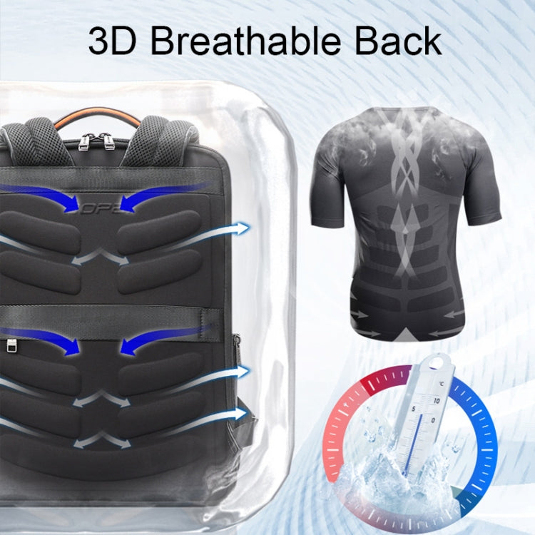 Bopai 61-70111 Mochila antirrobo impermeable con varios compartimentos de piel de vaca con orificio de carga USB, 61-70111