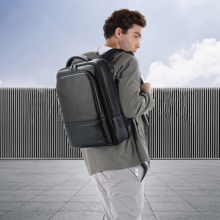Bopai 61-70111 Mochila antirrobo impermeable con varios compartimentos de piel de vaca con orificio de carga USB, 61-70111