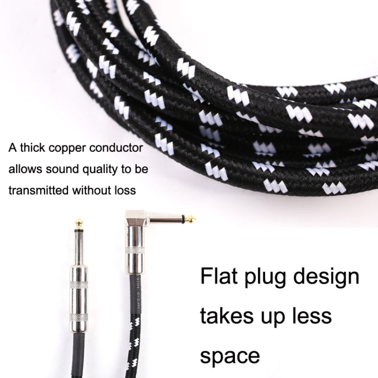 Cable de conexión de guitarra Folk Bass Performance Reducción de ruido Codo Cable de guitarra de audio, tamaño:, 0.5m(Black White), 1m(Black White), 3m(Black White), 6m(Black White)