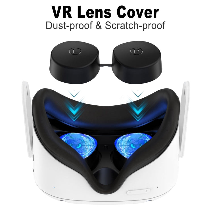 Máscara de ojos de silicona VR + cubierta protectora de lente + sombrero de joystick, para Oculus Quest 2, Eye Mask+Lens Protective Cover+Joystick Hat (Black), Eye Mask+Lens Protective Cover+Joystick Hat (White)                                         ...
