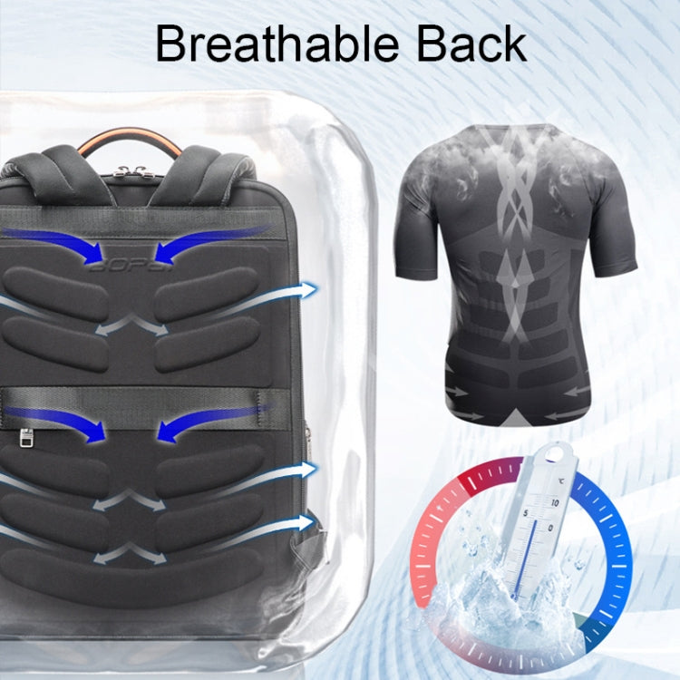 Bopai 61-121561 Mochila de negocios multifuncional antirrobo para computadora portátil con orificio de carga USB, 61-121561