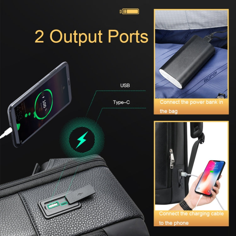 Bopai 61-121561 Mochila de negocios multifuncional antirrobo para computadora portátil con orificio de carga USB, 61-121561