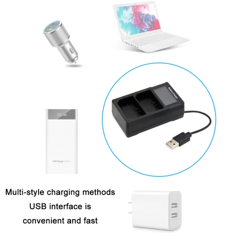 Cargador de batería de cámara de carga dual con pantalla LCD USB