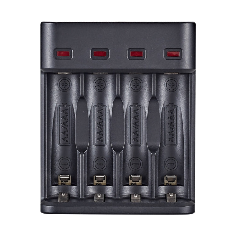 BMAX BH-804U 1.2V AA/AAA Batería recargable Independiente Cargador USB de 4 ranuras, 4 Slot Micro USB(Black)