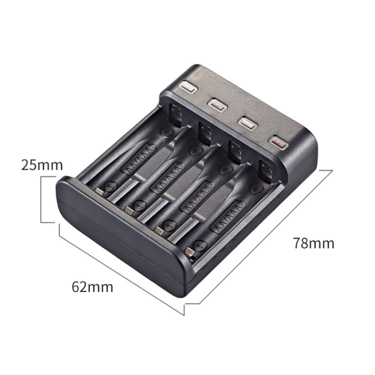 BMAX BH-804U 1.2V AA/AAA Batería recargable Independiente Cargador USB de 4 ranuras, 4 Slot Micro USB(Black)