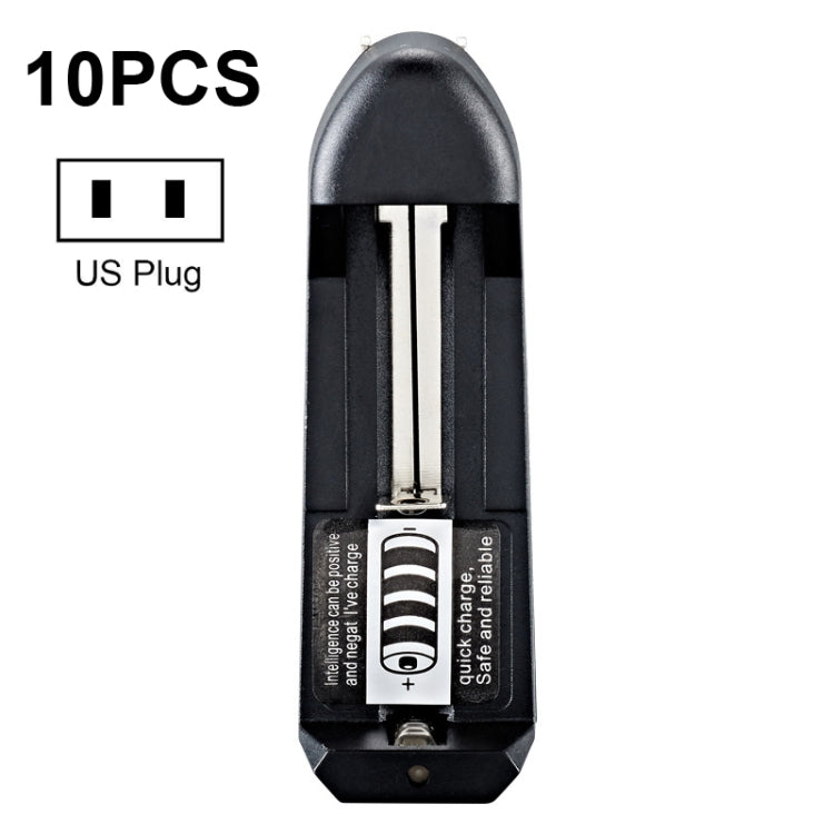 10 PCS BMAX Fuente de alimentación de inserción directa de ranura única 18650 Cargador de batería de litio, Single Slot EU Plug(Black), Single Slot US Plug(Black)