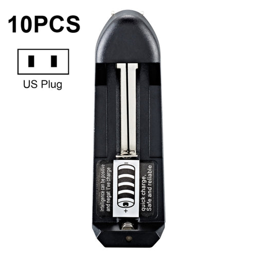 10 PCS BMAX Fuente de alimentación de inserción directa de ranura única 18650 Cargador de batería de litio, Single Slot EU Plug(Black), Single Slot US Plug(Black)