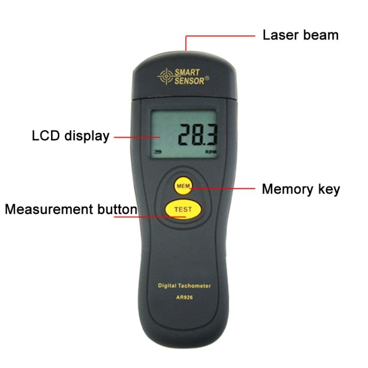 Sensor inteligente AR926 Pantalla LED Medidor de detección de velocidad fotoeléctrica