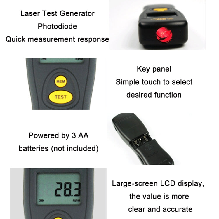 Sensor inteligente AR926 Pantalla LED Medidor de detección de velocidad fotoeléctrica