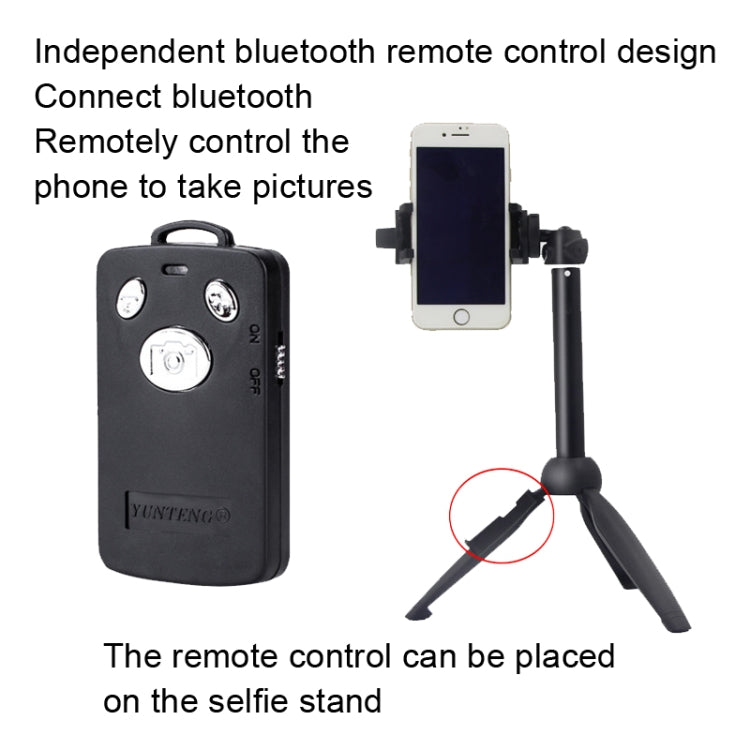 YUNTENG Trípode de varilla Selfie para teléfono móvil con control remoto Bluetooth, 9928 Black, 9928N Black