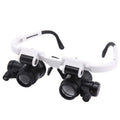9892H-1 8x / 15x / 23x 2LED Lupa montada en la cabeza Reloj Reparación Gafas Tipo Lupa