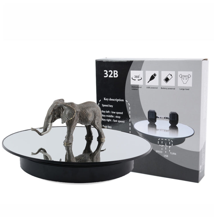 Tocadiscos eléctrico de 32 cm para fotografía con ajuste de dirección de velocidad, White Mirror, Black Mirror, Golden Mirror