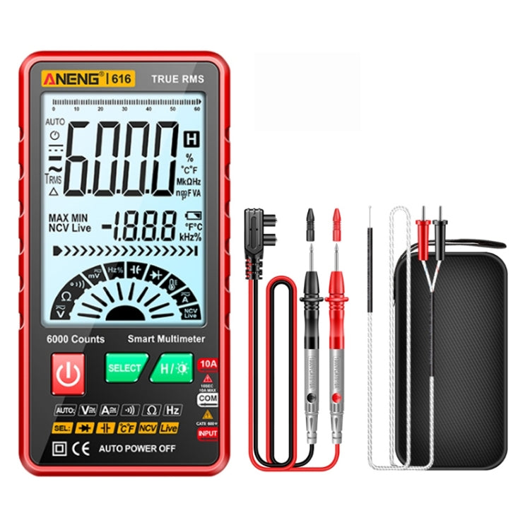 Multímetro de capacitancia de pantalla digital de alta precisión automático ANENG 616, Red, Black