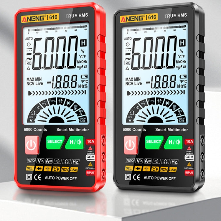 Multímetro de capacitancia de pantalla digital de alta precisión automático ANENG 616, Red, Black