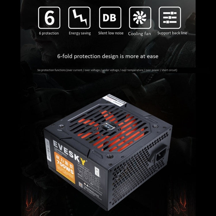 Fuente de alimentación para computadora EVESKY 700WS ATX 12V con ventilador de 12 cm, 700WS