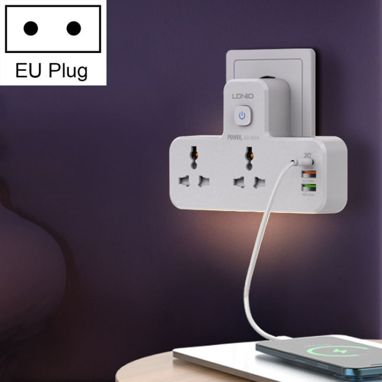 LDNIO SC2311 20W PD+QC 3.0 Zócalo de carga rápida multifuncional para el hogar con función de luz nocturna, especificaciones:, EU Plug, UK Plug, US Plug