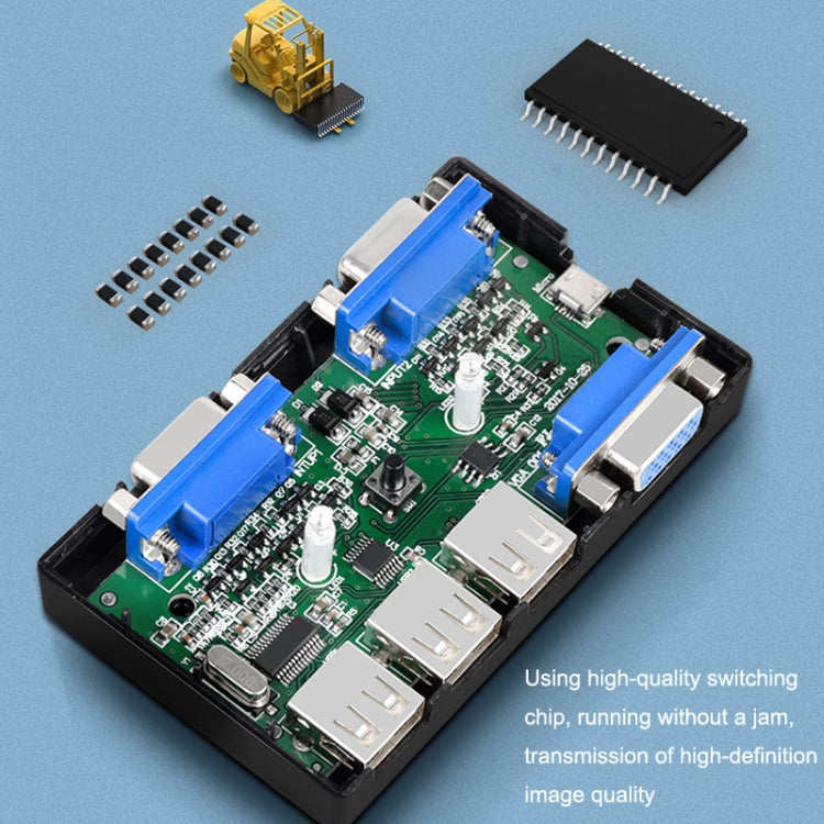 FJGEAR FJ-201UK Conmutador KVM 2 en 1 salida con controlador de escritorio con cable, FJ-201UK