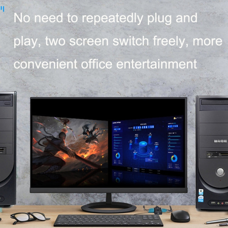 FJGEAR FJ-201UK Conmutador KVM 2 en 1 salida con controlador de escritorio con cable, FJ-201UK