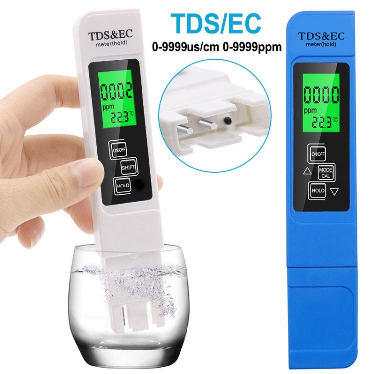 Modelo de retroiluminación TDS y EC Pluma de prueba de calidad del agua Medidor Pluma de prueba de conductividad, Backlight Model (White), Backlight Model (Blue)