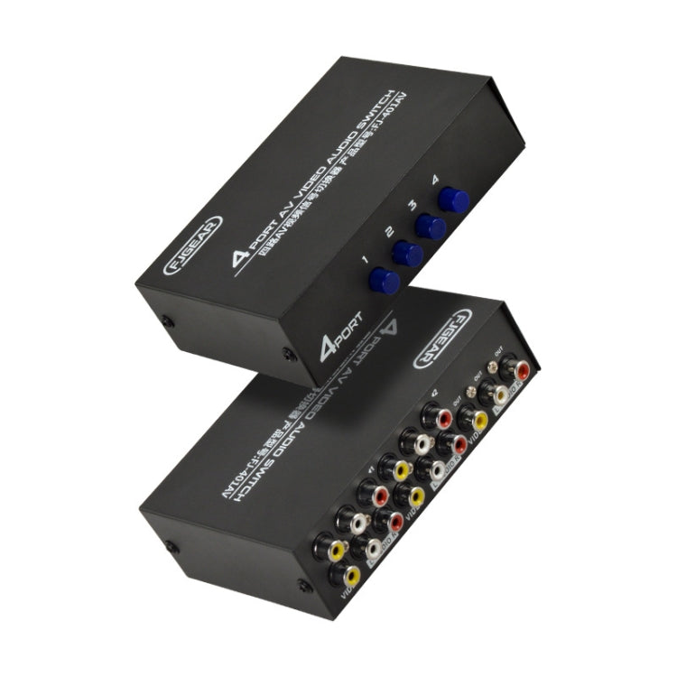 FJGEAR FJ-401AV Lotus Head Interface Conmutador de audio y video AV de 4 vías, FJ-401AV