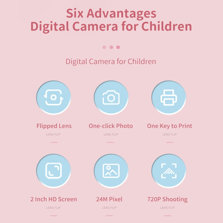 Cámara digital para niños con dibujos animados A18 HD imprimible con lente giratoria, especificaciones:, Pink, Pink+16G, Pink+32G, Blue, Blue+16G, Blue+32G