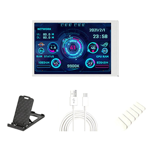 3.5 Pulgadas IPS Ver todo Monitor de computadora USB Chasis Vice Pantalla, Set 1 (Black), Set 1 (White), Set 2 (Black), Set 2 (White), Set 3 (Black), Set 3 (White)