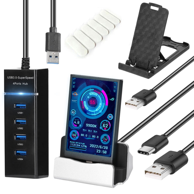 3.5 Pulgadas IPS Ver todo Monitor de computadora USB Chasis Vice Pantalla, Set 1 (Black), Set 1 (White), Set 2 (Black), Set 2 (White), Set 3 (Black), Set 3 (White)