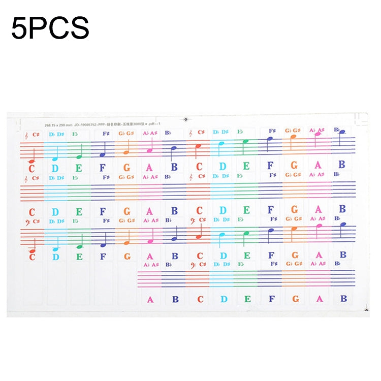 5PCS Niños Teclado de piano Pegatinas de color Accesorios para instrumentos musicales, QT-005, QT-005-A, QT-0302