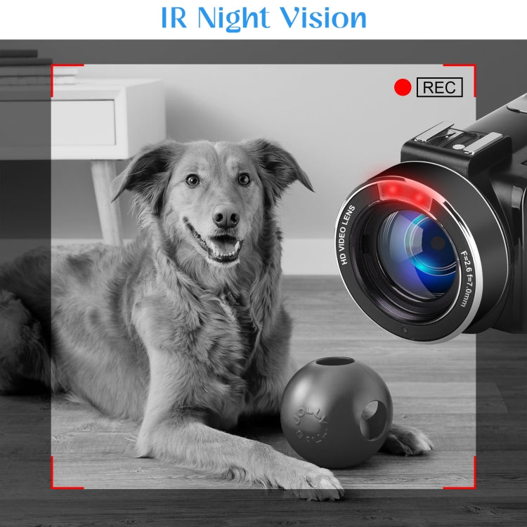 Cámara de video digital 4K con zoom 18X KOMERY AF2 5600PX, Black, With Fill Light + Wide Angle Lens, With Hood + Microphone + Wide-angle Lens, With Stabilizers Kit