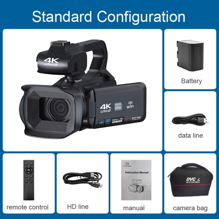 KOMERY RX200 64MP 18X Zoom Cámara de video digital portátil con pantalla táctil de 4 pulgadas, 4K 16G, 4K 32G, 4K 64G