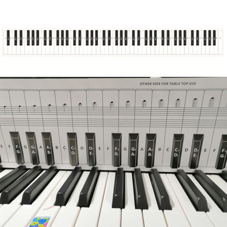 Tabla de comparación de papel de práctica de piano de teclado de 88 teclas Tabla de comparación de práctica de digitación, White