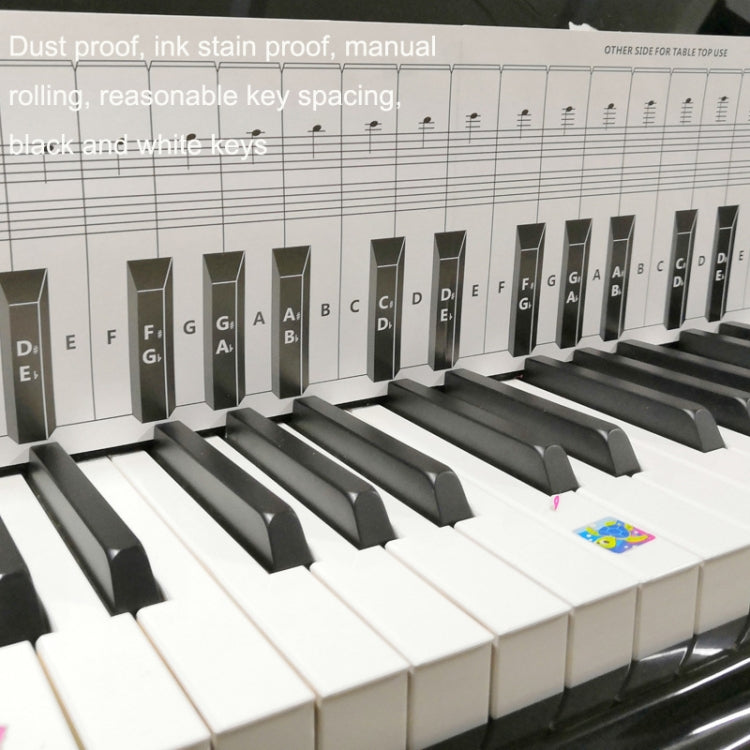 Tabla de comparación de papel de práctica de piano de teclado de 88 teclas Tabla de comparación de práctica de digitación, White