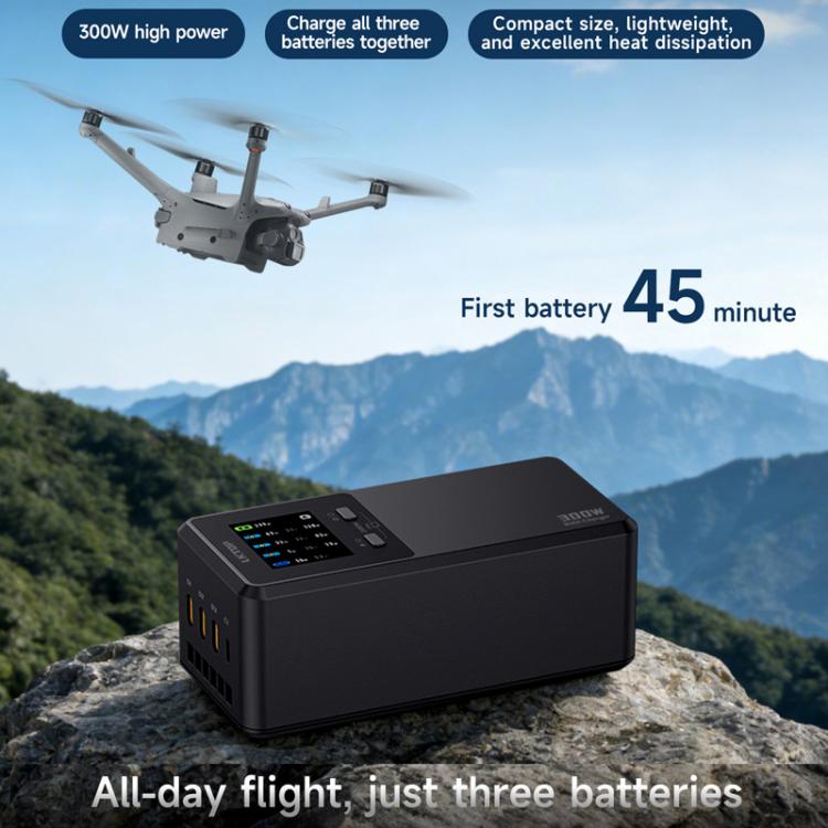Cargador rápido de batería de 300 W con pantalla digital LKTOP UC363 para DJI Matrice 4D / 4TD, US Plug, EU Plug