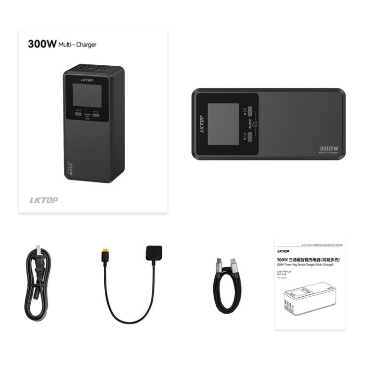 Cargador rápido de batería de 300 W con pantalla digital LKTOP UC363 para DJI Matrice 4D / 4TD, US Plug, EU Plug