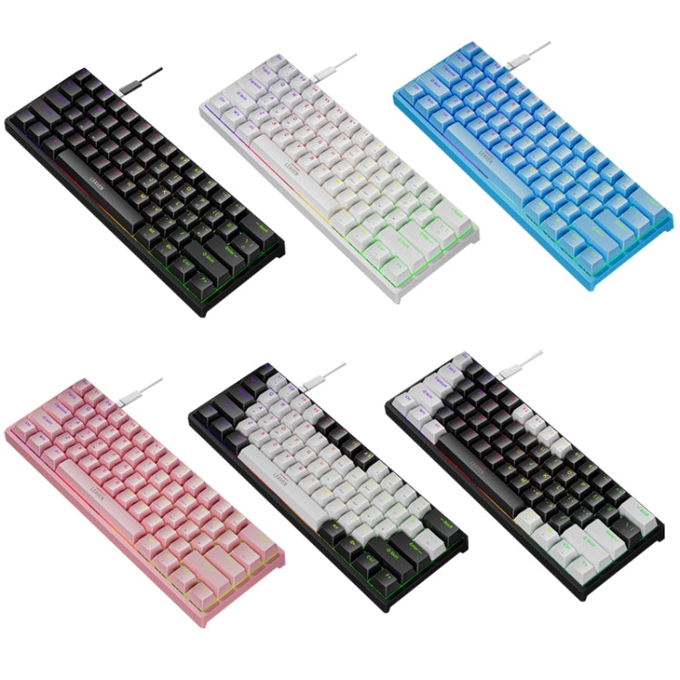 LEAVEN K620 61 teclas Hot Plug-in Glowing Game Teclado mecánico con cable, longitud del cable: 1,8 m, Black Green Shaft, White Green Shaft, Blue Green Shaft, Pink Green Shaft, White Black Red Shaft, Black White Green Shaft, White Black Green Shaft     ...