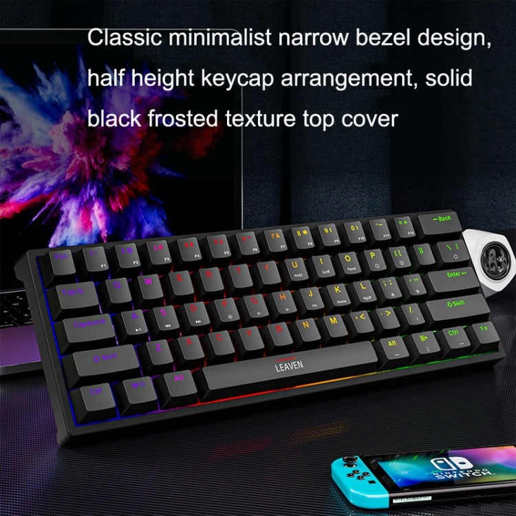 LEAVEN K620 61 teclas Hot Plug-in Glowing Game Teclado mecánico con cable, longitud del cable: 1,8 m, Black Green Shaft, White Green Shaft, Blue Green Shaft, Pink Green Shaft, White Black Red Shaft, Black White Green Shaft, White Black Green Shaft     ...