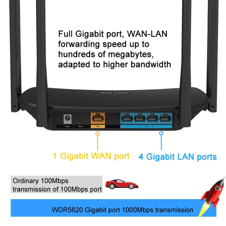 TP-LINK TL-WDR5620 AC1200 5G/2.4G Router inalámbrico Gigabit de doble banda, enchufe CN, With 1m Network Cable