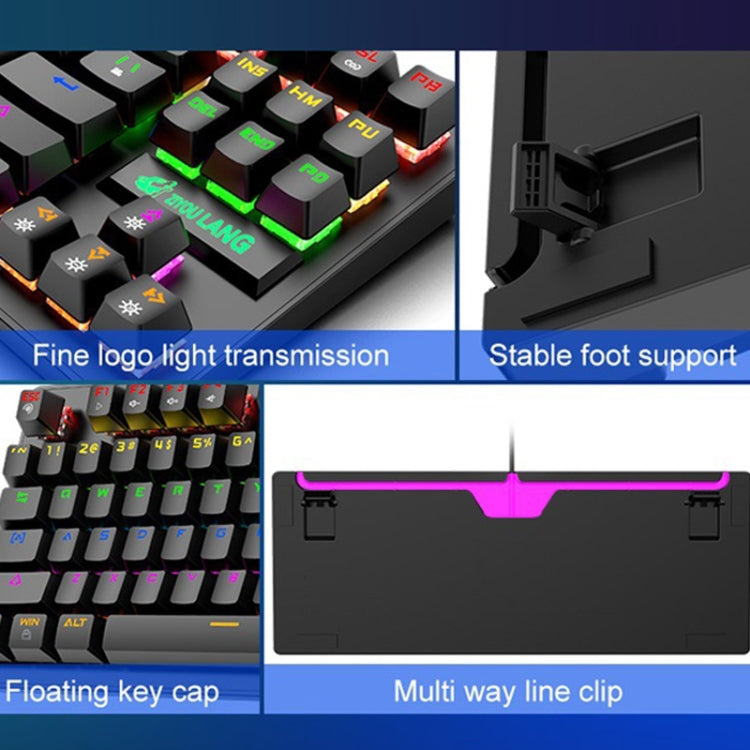 ZIYOULANG K2 87 Keys Office Laptop Punk Glowing Mechanical Wired Keyboard, Longitud del cable: 1,5 m, K2 Black, K2 White, K2 Pink, K2 Blue
