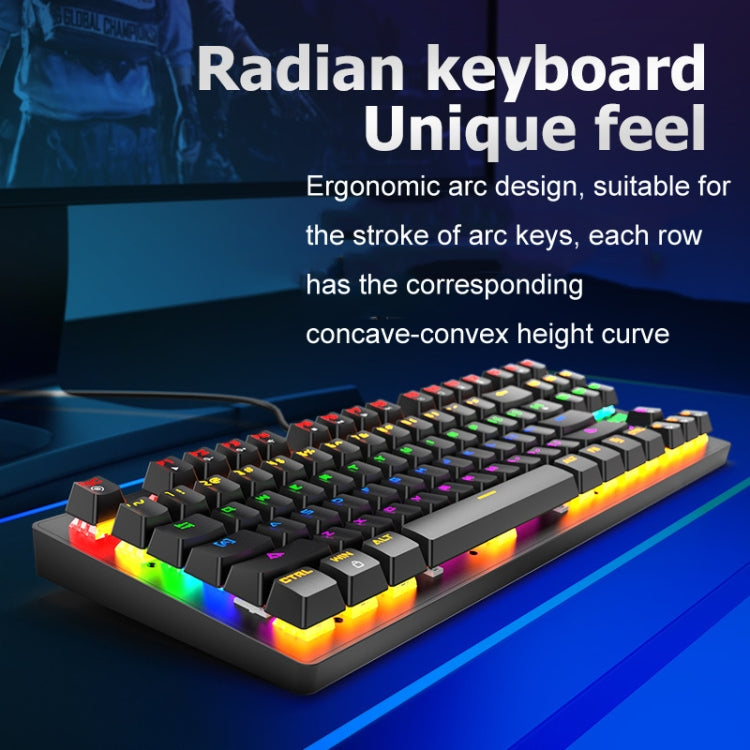 ZIYOULANG K2 87 Keys Office Laptop Punk Glowing Mechanical Wired Keyboard, Longitud del cable: 1,5 m, K2 Black, K2 White, K2 Pink, K2 Blue