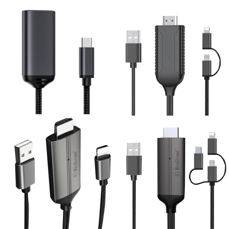 1080P HDTV Dongle Cable, Plug and Play HDMI con pantalla Plug and Play, R10, LD32 8 Pin+Micro USB to HDMI, LD36 8 Pin to HDMI, LD36 8 Pin + Micro USB + Type-C / USB-C to HDMI