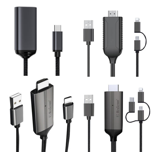 1080P HDTV Dongle Cable, Plug and Play HDMI con pantalla Plug and Play, R10, LD32 8 Pin+Micro USB to HDMI, LD36 8 Pin to HDMI, LD36 8 Pin + Micro USB + Type-C / USB-C to HDMI