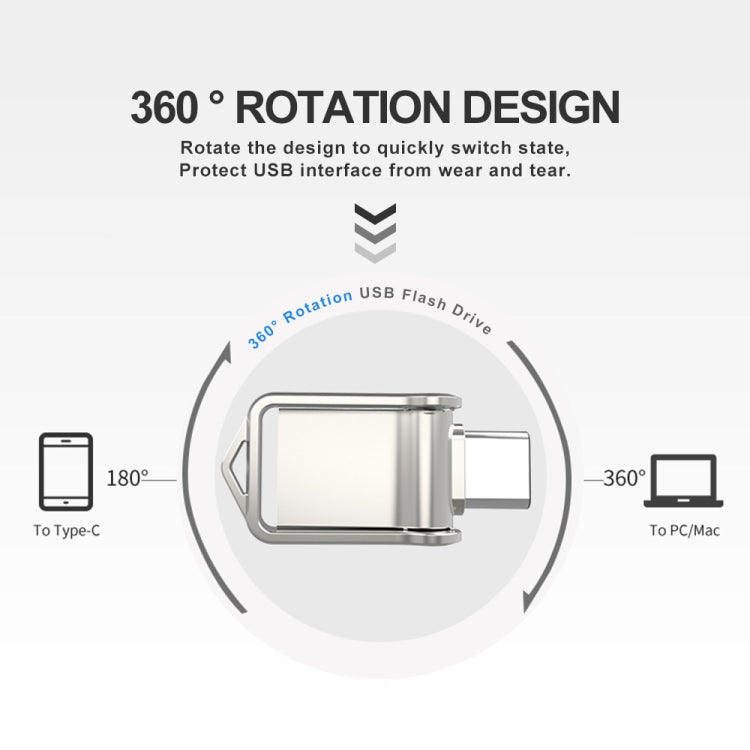 USB 2.0 + Type-C/USB-C de alta velocidad ?? Mini computadora y teléfono U disco giratorio de doble propósito, 16GB, 32GB, 64GB, 128GB