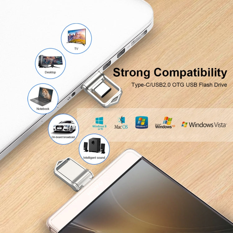 USB 2.0 + Type-C/USB-C de alta velocidad ?? Mini computadora y teléfono U disco giratorio de doble propósito, 16GB, 32GB, 64GB, 128GB
