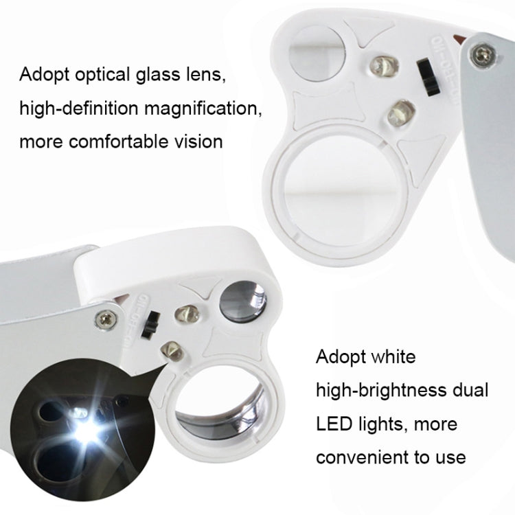 MG9889 30X-60X Mini lupa de apreciación artesanal de doble lente con luz LED, Dual-Lens 30X-60X