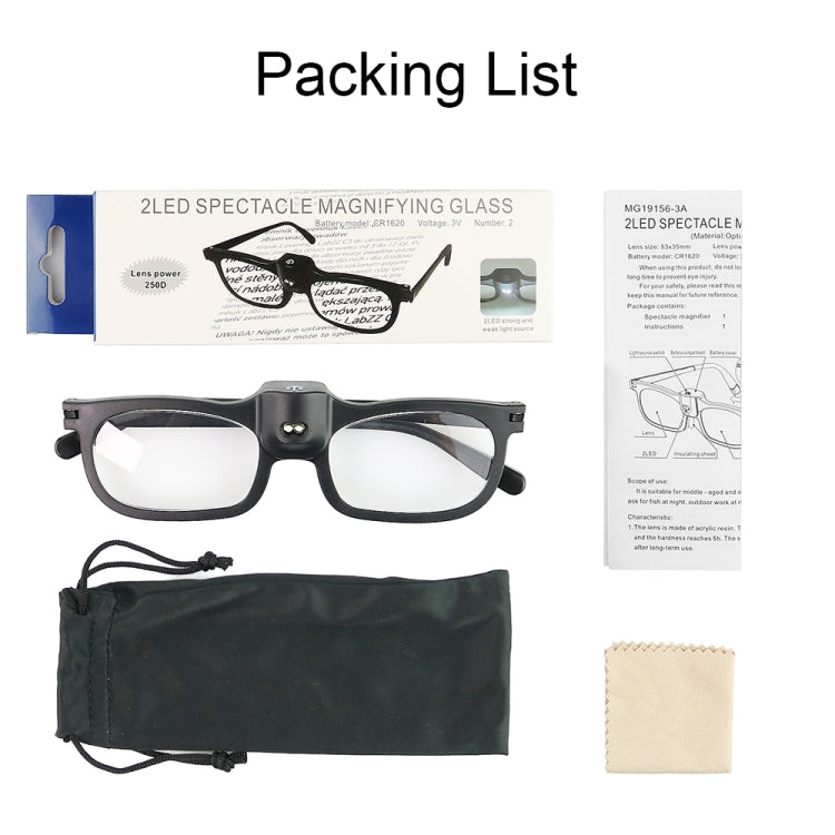 Lupa de lectura y pintura tipo gafas con luces 2LED, 19156-3C, 19156-3A