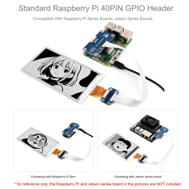 Pantalla de tinta electrónica Waveshare de 5 pulgadas con resolución de 960 × 552 y interfaz SPI compatible con GPIO de Raspberry Pi., Display Only, With Driver HAT