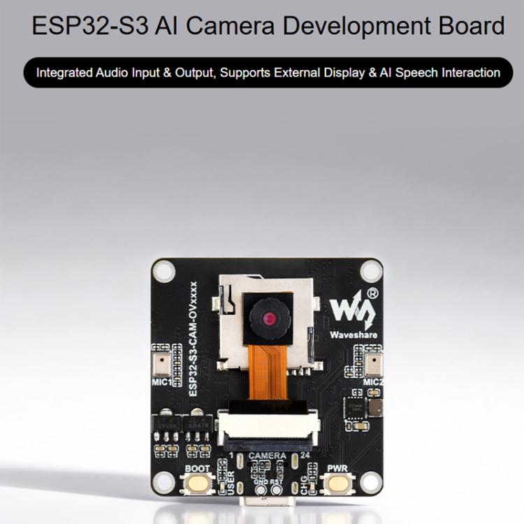 Placa de desarrollo de cámara AIoT Waveshare ESP32-S3, With GC0308 Camera, With GC2145 Camera, With OV3660 Camera, With OV5640 Camera